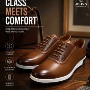 Executive Croc Panel Leather Oxfords